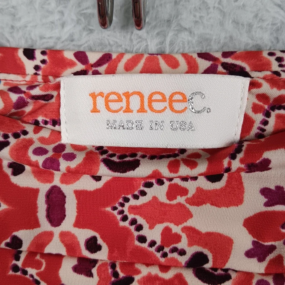 Renee C. Skirt A-Line Women L Red Medallion Print Stretch Lined 2055SK33P